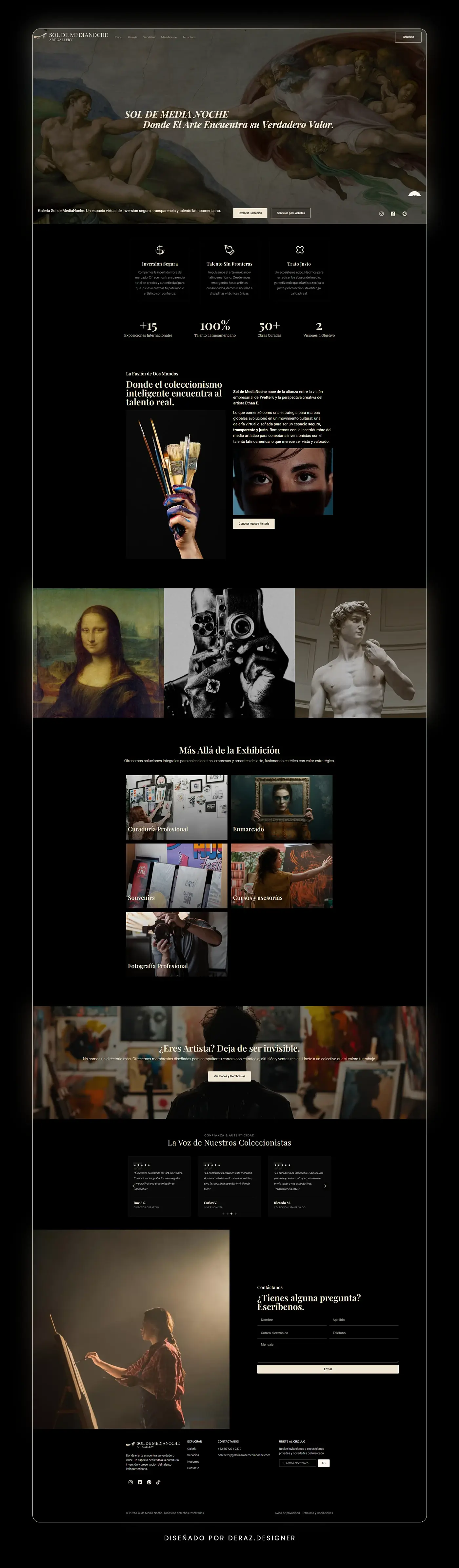 Sitio web de Galería Sol de Media Noche con obra de artistas latinoamericanos — vista 2