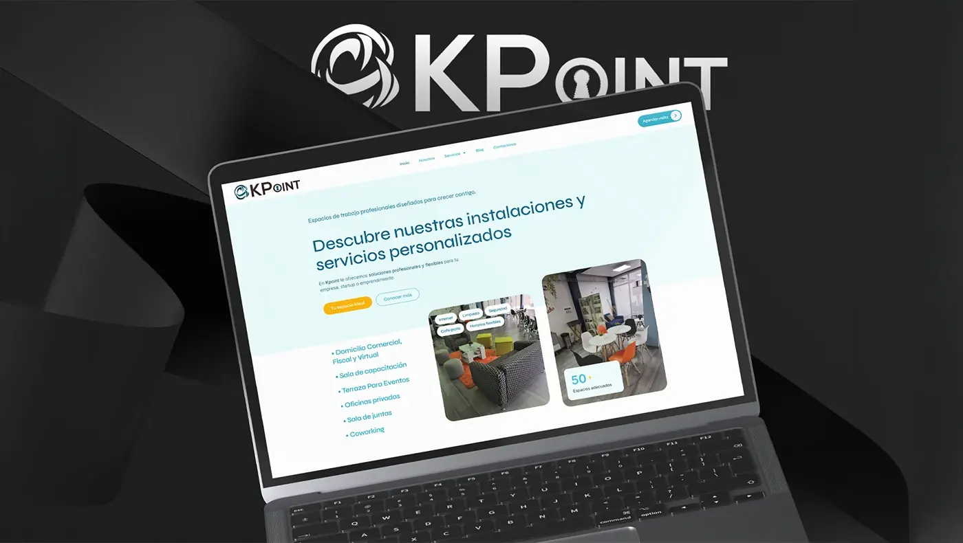 Sitio web de KPOINT Coworking mostrando sus espacios de trabajo