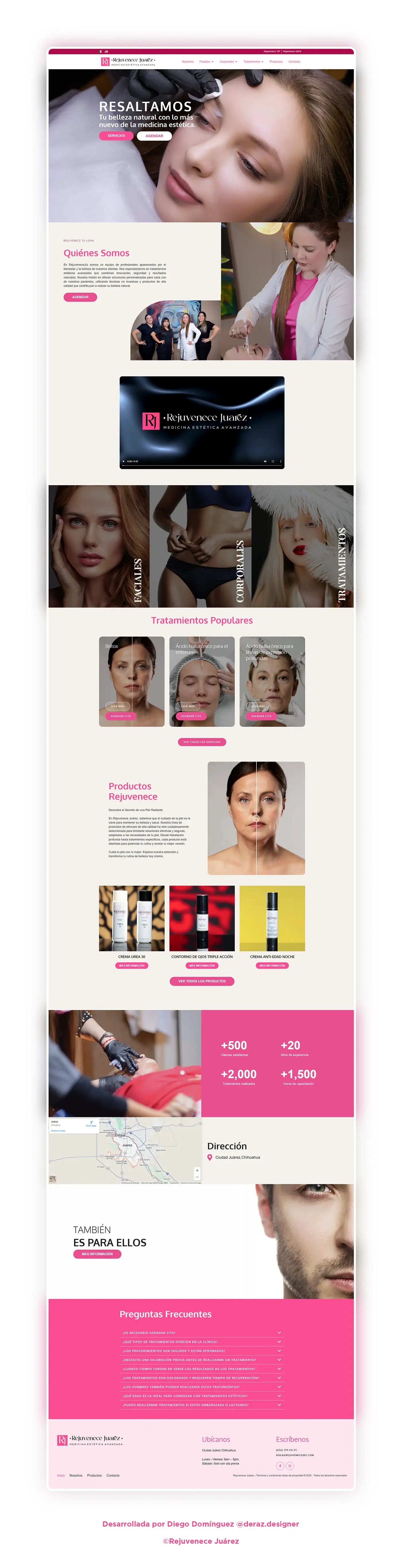Sitio web de la clínica estética Rejuvenece Juárez — vista 2
