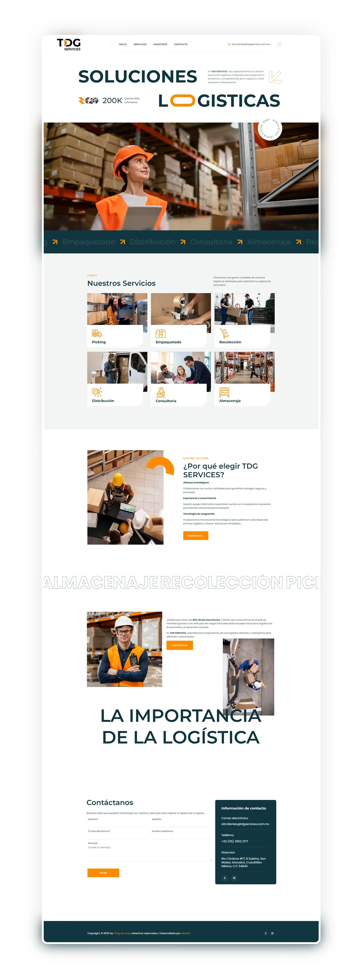 Landing page de TDG Services, soluciones logísticas — vista 2