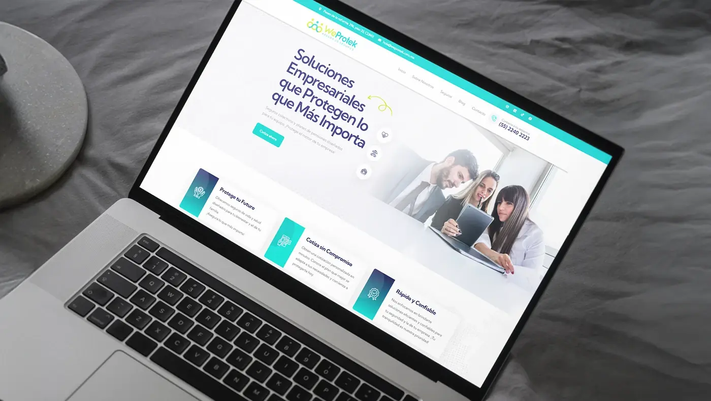Sitio web de WeProtek, consultoría de seguros